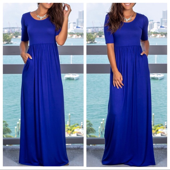 ✨LAST ONE✨Royal blue side pocket maxi dress - Picture 2 of 6
